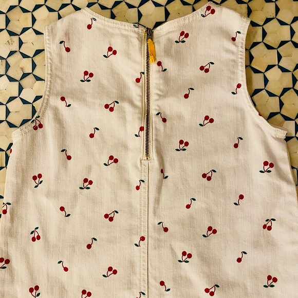 Crewcuts White Denim Jumper Dress With Red Cherry Design size 8 - Picture 4 of 4